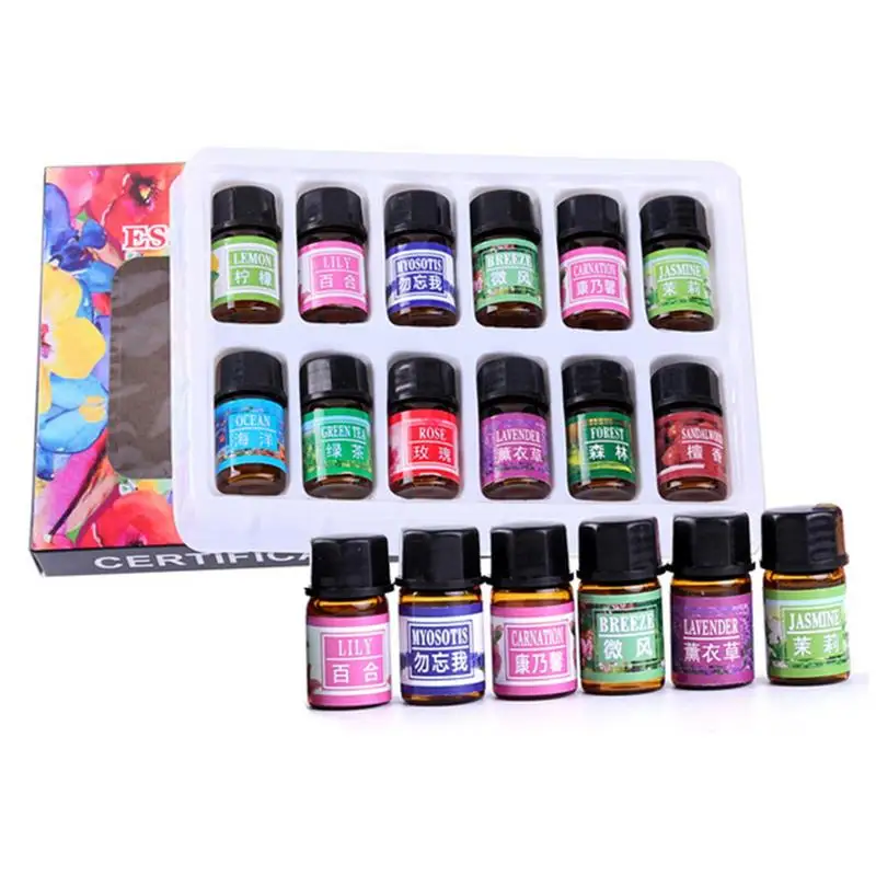 

Essential Oil Set Water Soluble Aromatherapy Oil Bottle Set 3ml X 12Pcs Natural Diffuser Humidifier Skin Repairing Massage Oil