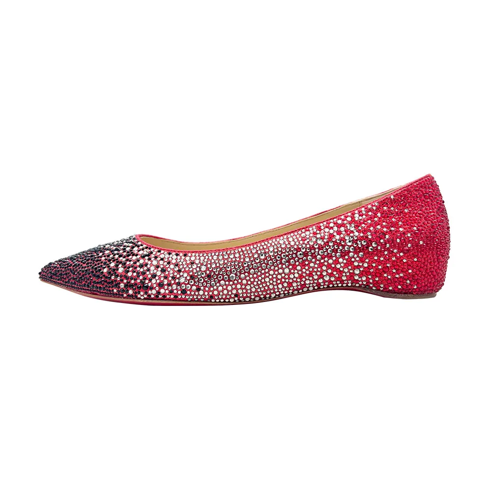 

Luxury Designer Full Crystals Loafers Shoes Red Bottom Flat Shoes Slip on Shoes Sexy Women Wedding Party Dress Shoes