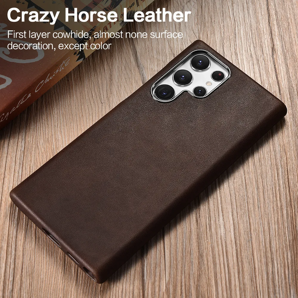 

Crazy Horse Leather Case for Samsung Galaxy S22Ultra Phone Case S22plus Four-Corner All-Inclusive with Magnetic Protective Cover