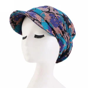 Imported Fashion Women Warm Windproof Cap Floral Print Keep Warm Winter Wide-Brimmed Cap Turban Visor Hat Can