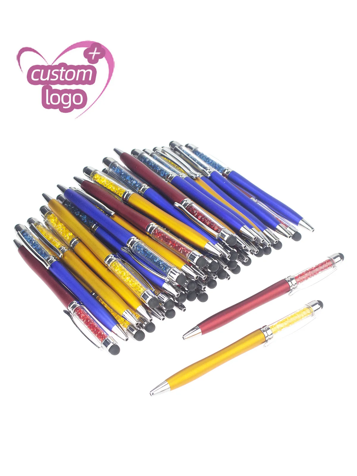lot 50pcs Color Crystal Stylus Ball Pen Touch Screen Ballpoint Pen Custom Logo Pen Promotional Gift Pen Personalized Giveaway