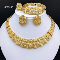 gold plated jewelry sets womens necklace earrings big bracelet wedding banquet party gift