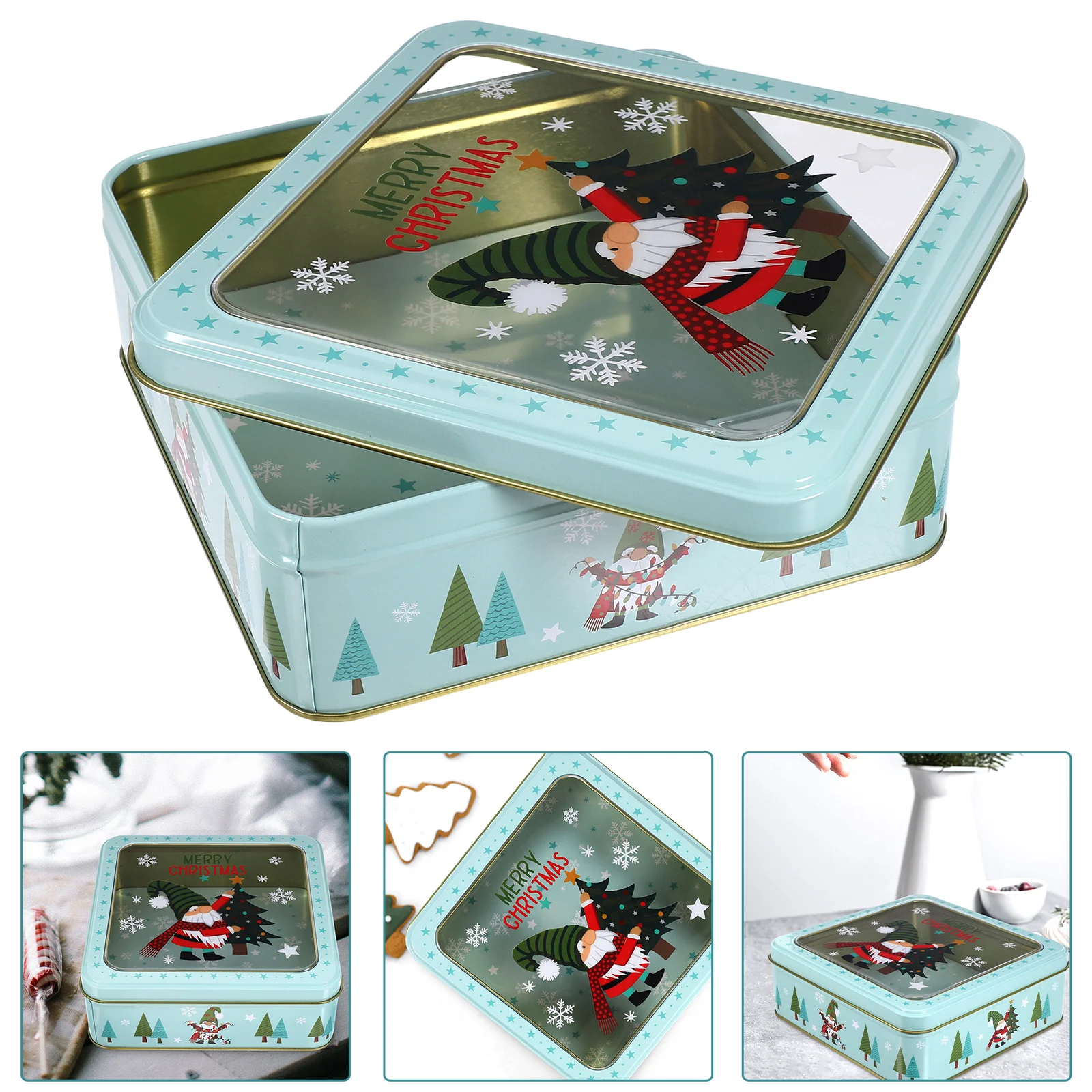 

Christmas Supplies Cookie Tins With Lids Sweet Container Candy Jar Biscuit Storage Iron Tinplate Containers Sugar Case Metal