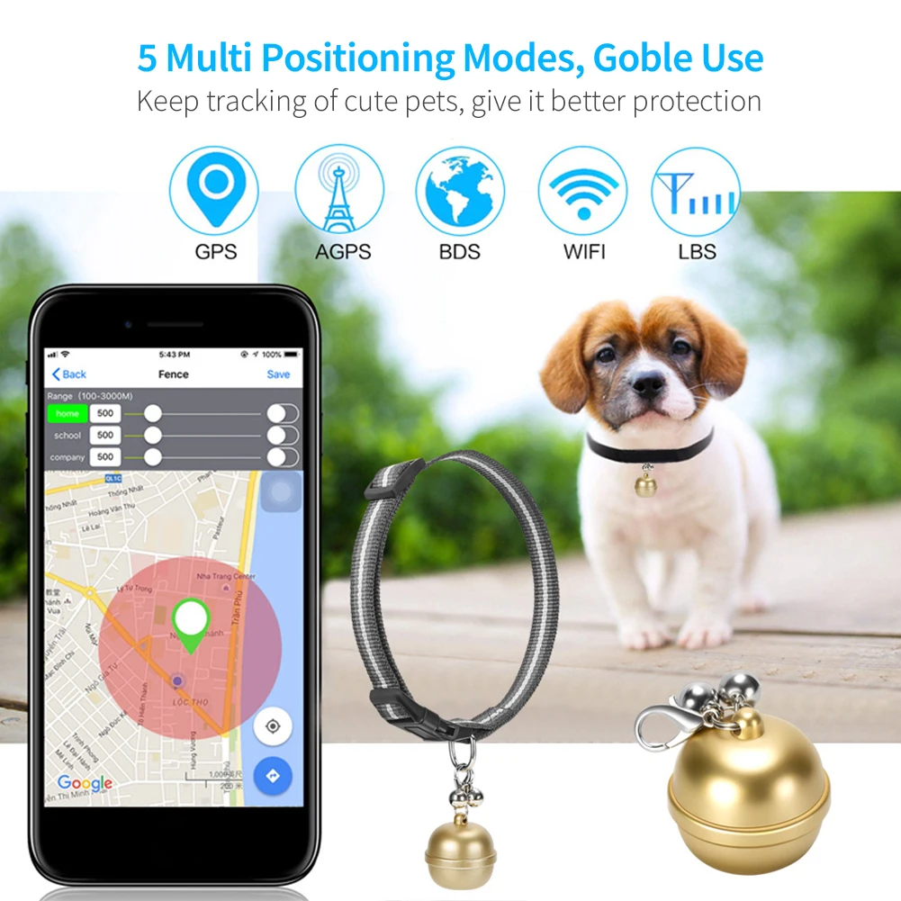 Умный GPS-трекер для домашних животных мини-звонок с защитой от потери