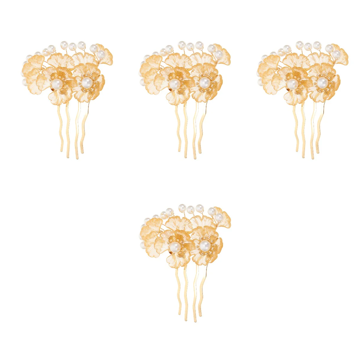 

Hair Pearl Comb Wedding Floral Clip Fork Bridesmaidssticks Vintage Headpiece Pin Jewelry Golden Faux
