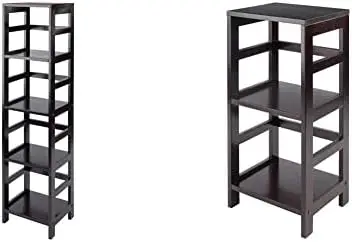 

Capri Wood 4 Section Storage Shelf with 4 Black Fabric Foldable Baskets