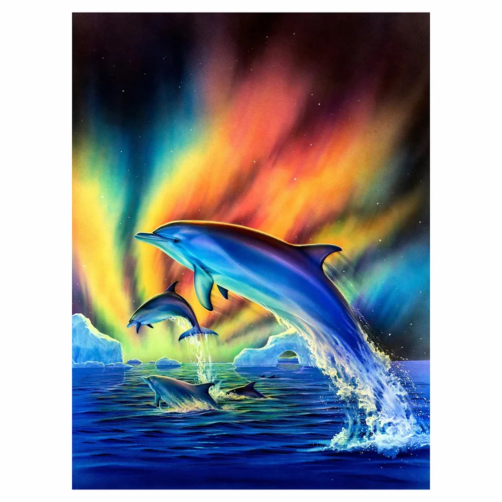 

5D DIY Aurora Dolphin Diamond Painting Square/Round Rhinestone Hobby Crafts Mosaic Handmade Gifts Cross Stitch Home Decor