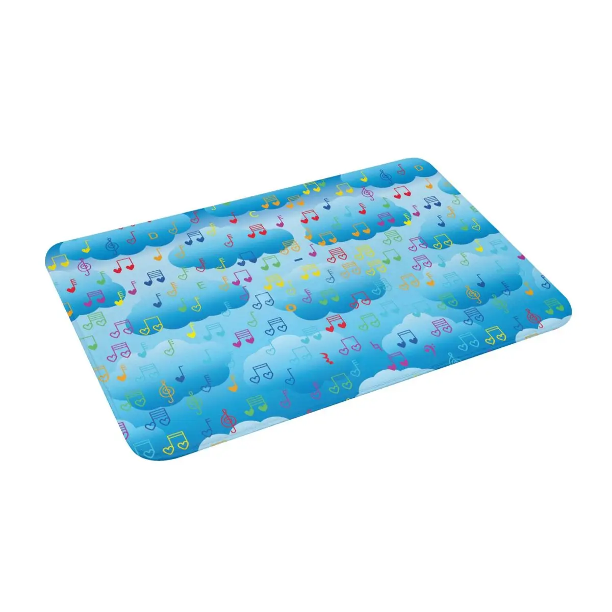 

Music Note Clouds 24" X 16" Non Slip Absorbent Memory Foam Bath Mat for Home Decor/Kitchen/Entry/Indoor/Outdoor/Living Room
