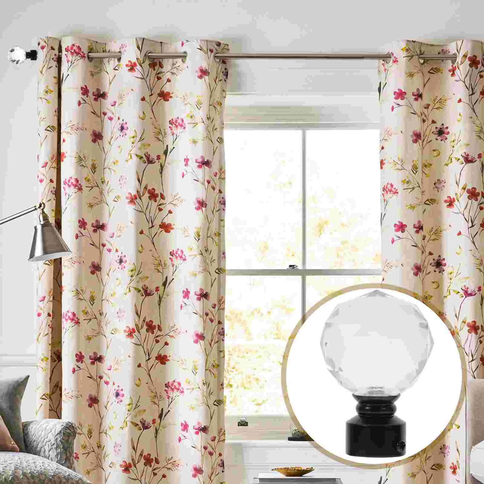 

Curtain Rod End: Drapery Rail Pole Pendant Window Curtain Finials Ends Plug for Home Indoor Daily Use Black