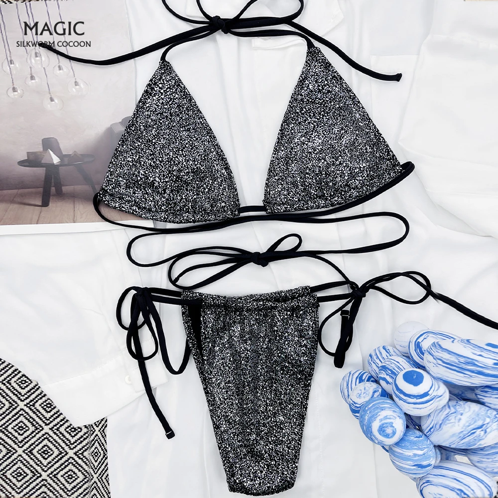 

Swim Suit For Women Sexy Mirco Bikini Sets Flash Triangle Swimwear Beach Swimming Suit Swimsuit Low Waist Bandage Swimming Suit