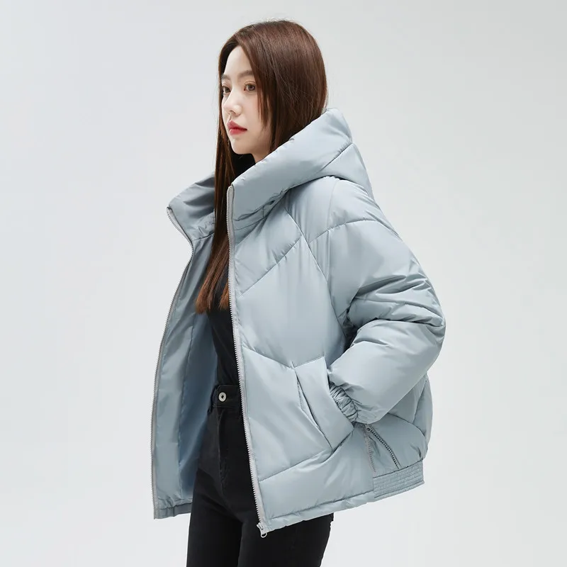 2022 Winter New Women's Hooded Warm Cotton Jacket Loose Trendy Fashion Temperament Short Sections of Cotton Clothing