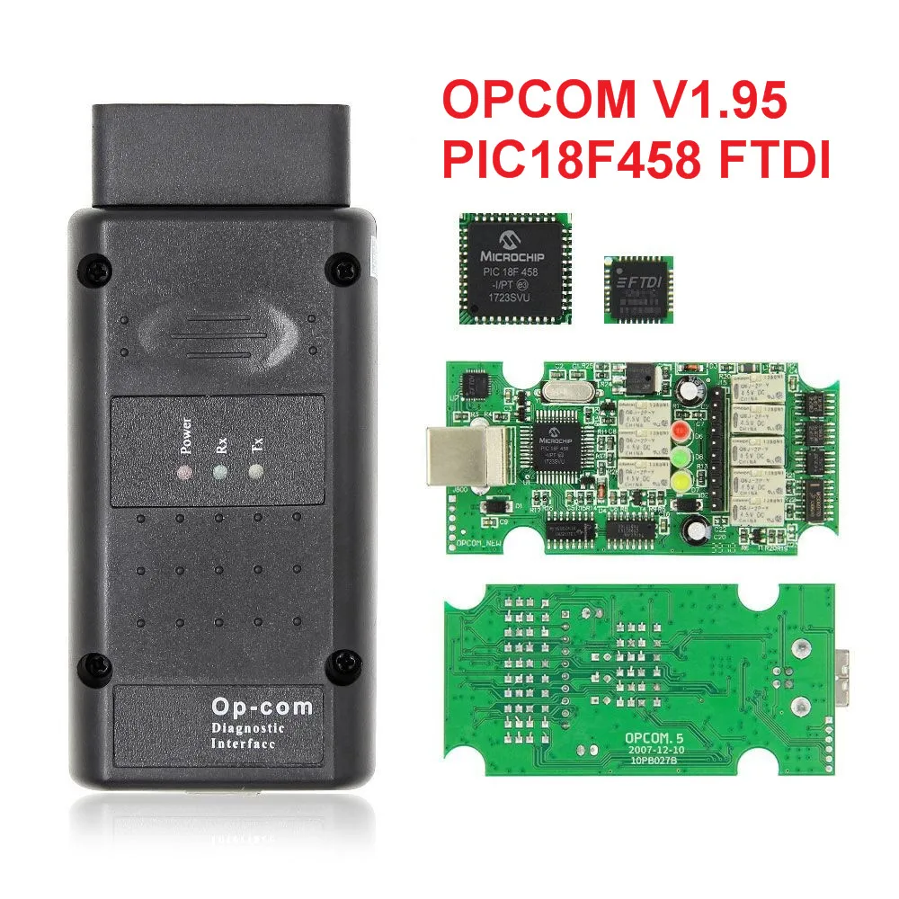 A+++ Quality OPCOM V5 PCB Firmware V1.95 OP-COM For Opel Diagnostic-tool OP COM V1.99 with Real PIC18f458 FTDI Chip - купить по