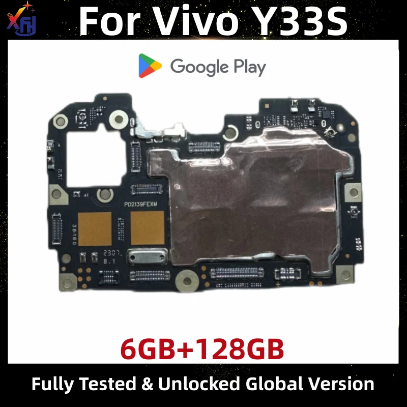 

Original Unlocked Motherboard For Vivo Y33S Mainboard With Google APP Installed 128GB Global ROM Logic Board MT6768V Processor