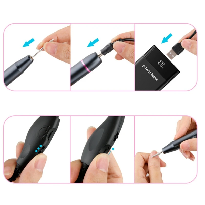 

Professional USB Electric Nail File Drill Machine Portable Nail Grinder Polisher Nail Polishing Pedicure Tool