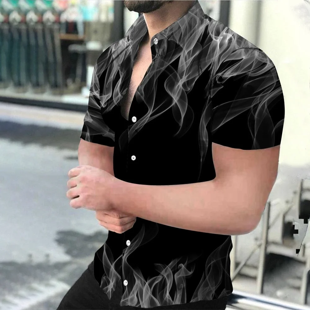 

Men's Casual Short Sleeve 3D Printed Flame Shirt