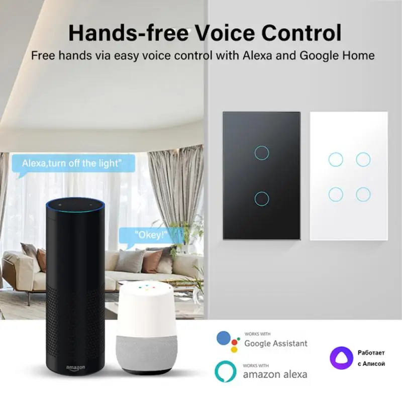 

1/2/3/4gang Tuya Light Wall Button Smart Life Smart Home Automation Smart Touch Switch Voice Control Tuya Smart Wall Panel