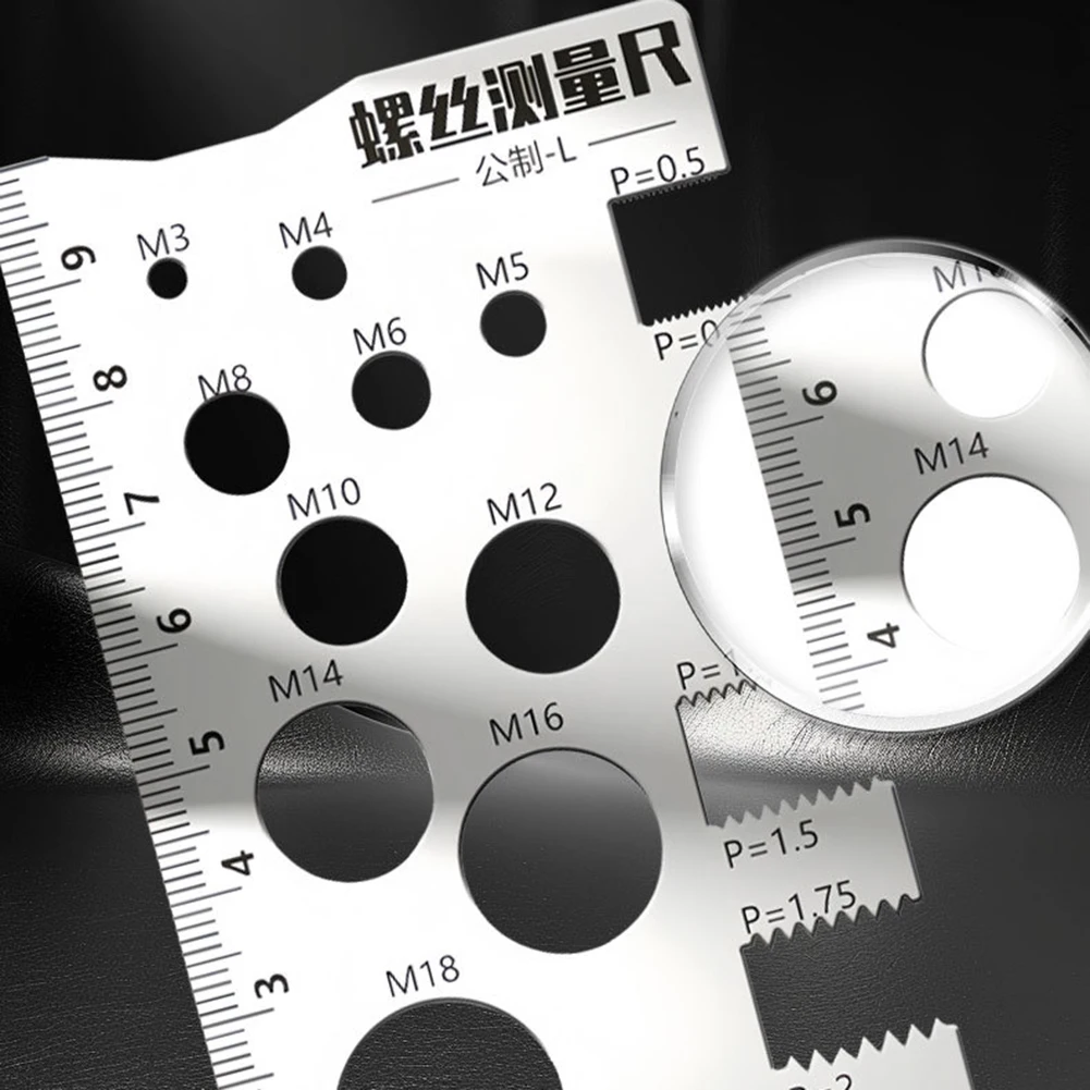 

Измерительная линейка для винта с резьбой, штангенциркуль из нержавеющей стали 304, метрический манометр, инструмент для измерения винта, шаг бит, болт, гайка, винт