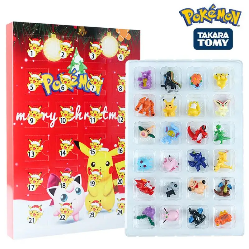 

Pokemon Christmas Advent Calendar Box Pikachu Anime Figural Action PVC Model 24pcs Christmas Blind Box Children's Toys Gifts