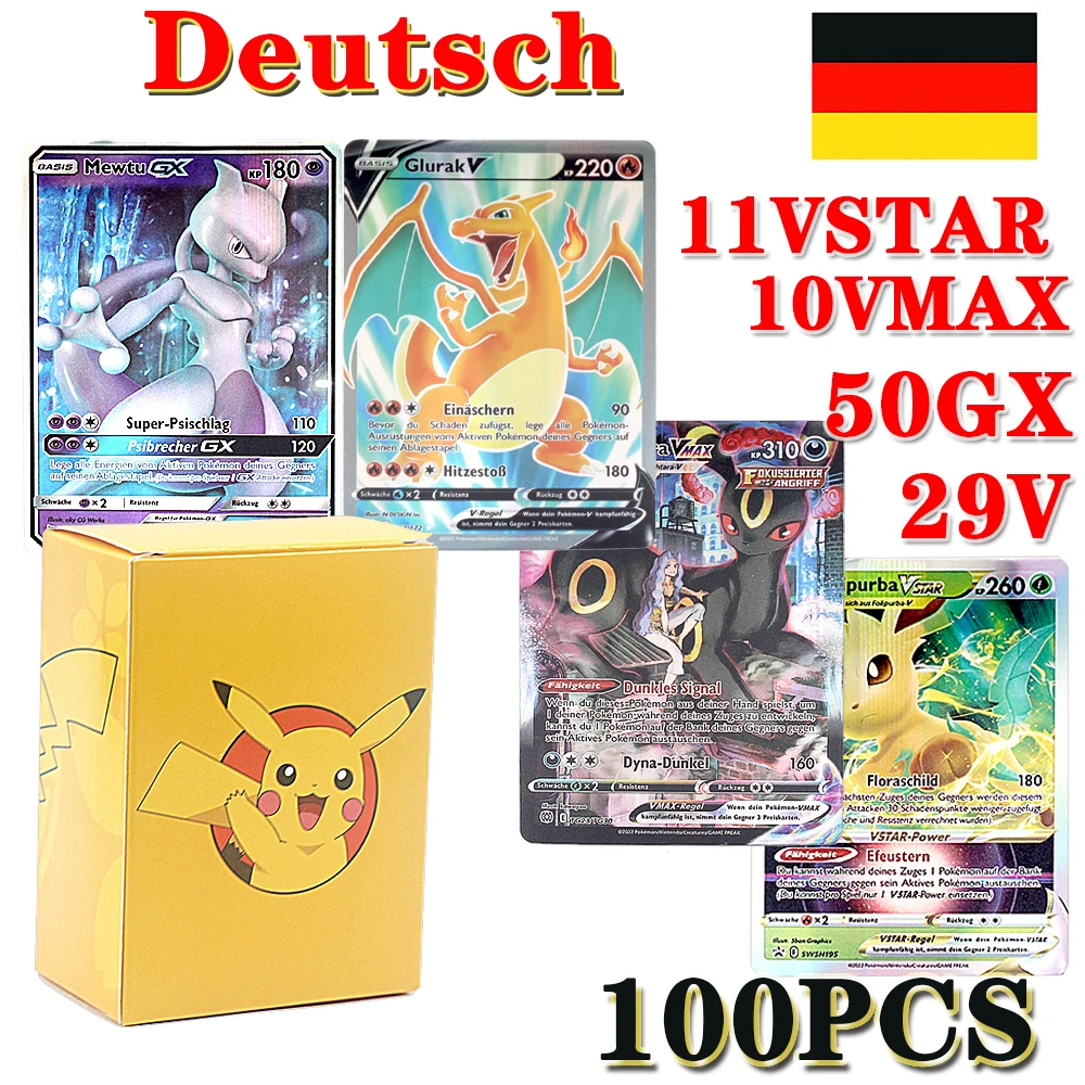 

Pokemon Card 100VMAX GX Best Selling Children Battle German Spanish French Version Game Tag Team Shining Vmax TOMY Pokemon Cards