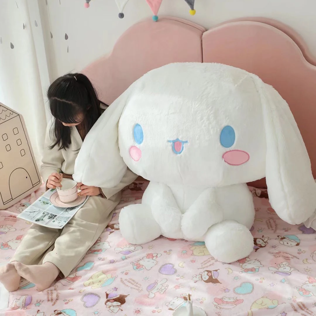 100CM Queen Size Sanrio Series Plush Toys Kawaii Cinnamoroll Stuffed Dolls Bedside Pillow Bay Window Large Cushion Gift For Kids