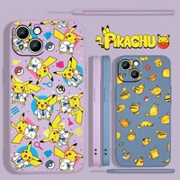 hot anime pikachu love for apple iphone 13 12 mini 11 pro xs max xr x 8 7 6s se plus liquid rope silicone phone case capa cover