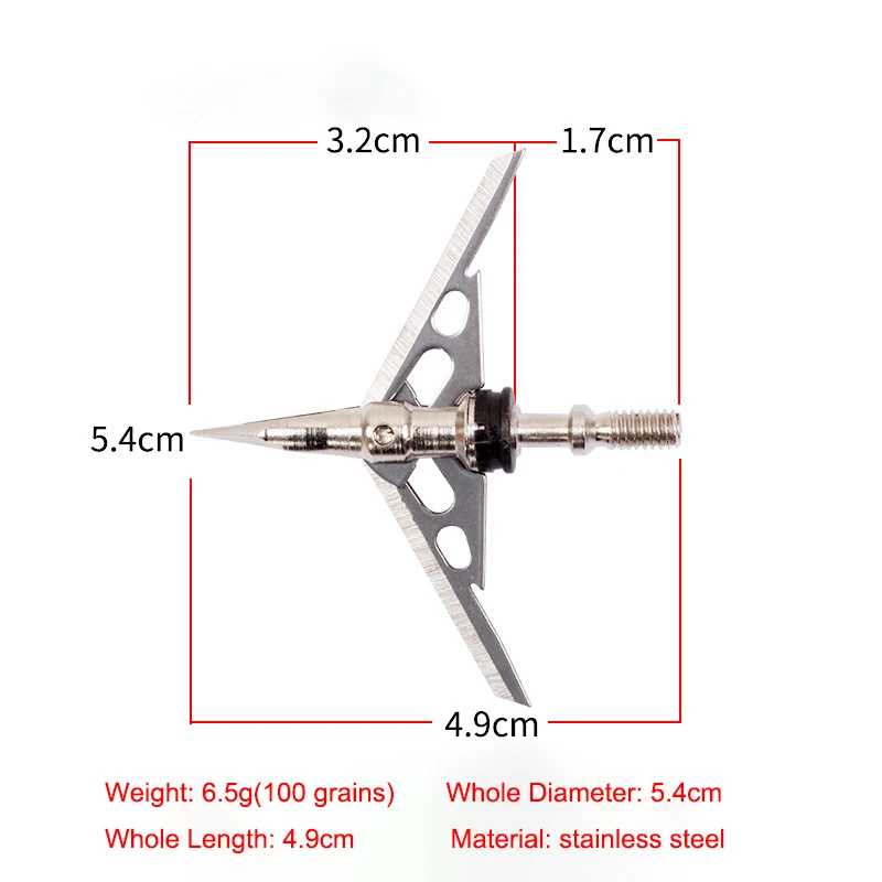 5PCS/Pack Hunting Archery Bolts Arrow Broadheads 2-Blade 100 Grain 2.3&quot Cut Tips Arrowhead Shooting Accessories ArrowPoint - купить по