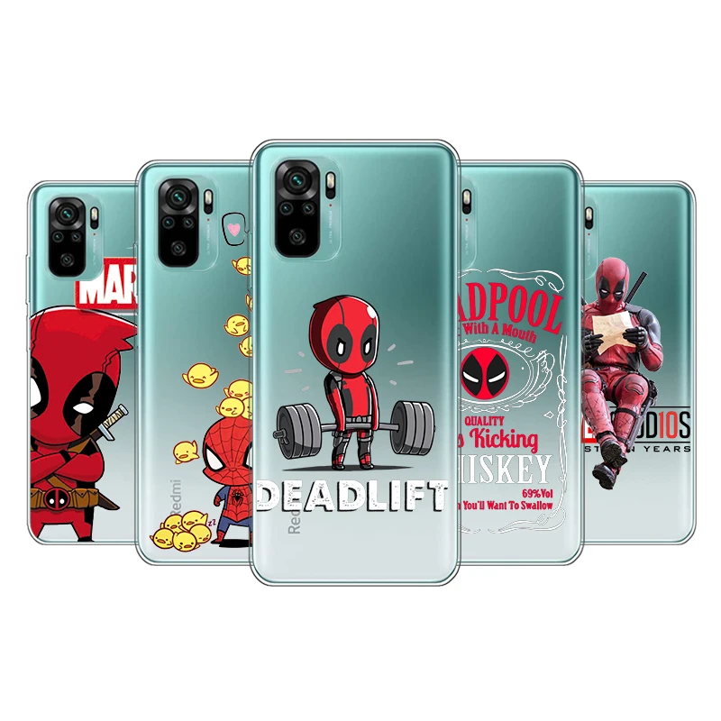 

Transparent Cover Cute Hero Deadpool For Xioami Redmi Note 11T 11 11S 10 10S 9T 9S 9 8T 8 7S 7 6 Pro Max TPU Soft Phone Case