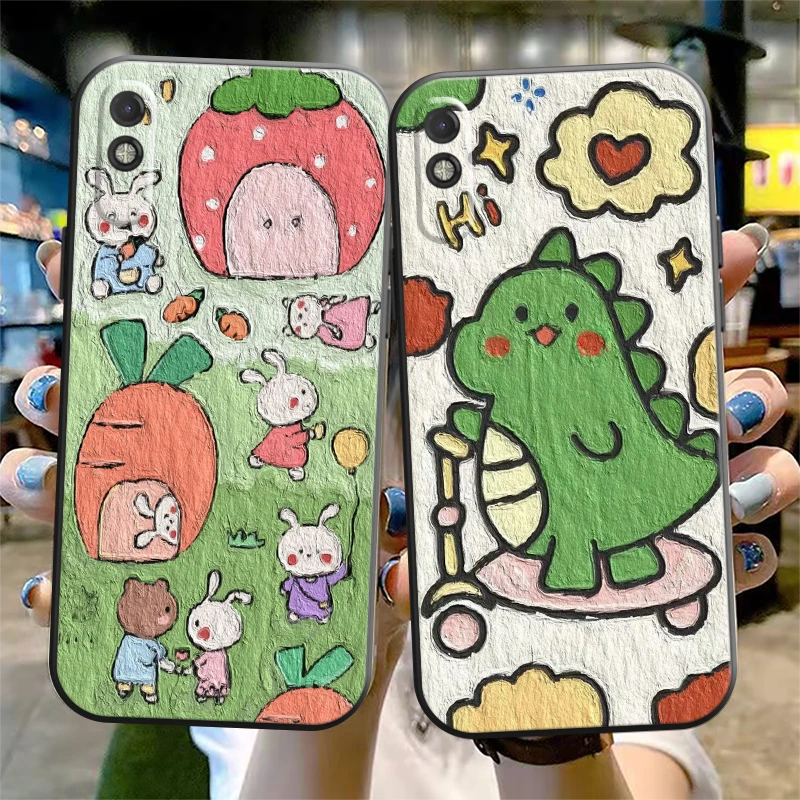 

Oil Painting Cartoon Phone Case For Xiaomi CC9 CC9e 10S 10 Pro 11 11 Lite 11 Pro 10 Black Liquid Silicon Soft Coque Funda