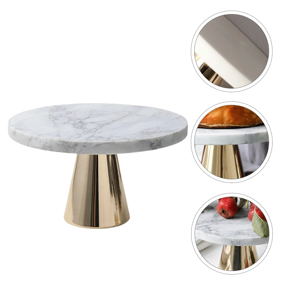 

1Pc Food Tray Marble Cake Plate Simple Display Plate Storage Plate (Golden Grey)