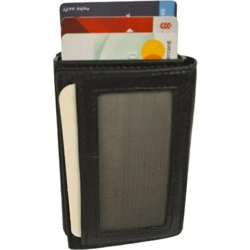 

Waaien Black Card Holder With Coin Pocket, Magnet&Mechanism Genuine Leather Wallet Carteira Masculina Кошелек Мужской