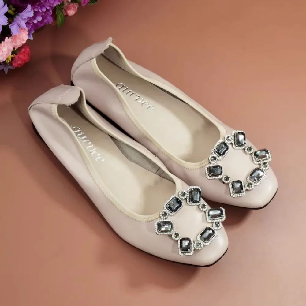 мокасины Mom Flats Shoes Soft Sole Loafers Round Toe ShoesNew Spring and Autumn Flat Non Slip Female Casual Leather