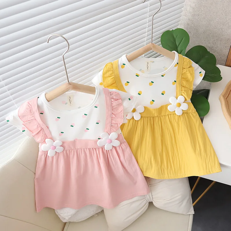 

Комбинированное платье для новорожденных, платья для маленьких девочек, одежда для новорожденных, детское платье на день рождения