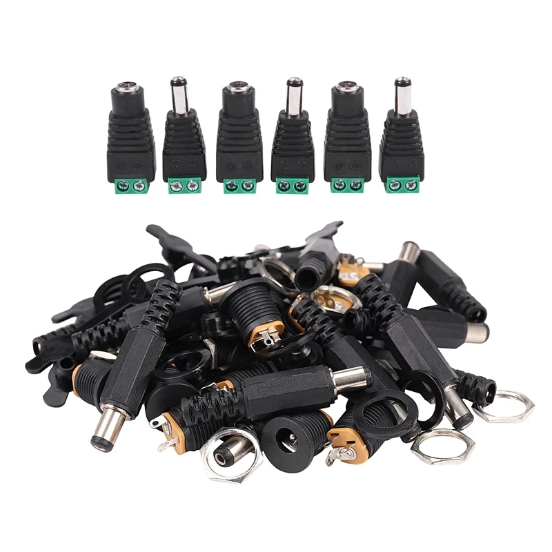 

6 Pcs CCTV DC Power Connector Adapter Repar Part & 15 Sets 5.5X2.1Mm DC Power Connector Male Female Dc Socket Jack