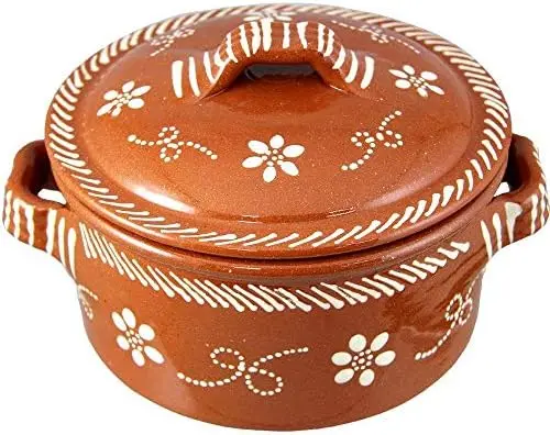 

Португальская традиционная глиняная Терракотовая кастрюля с крышкой, португальская касуэла (диаметр n,5, 12 дюймов), воздушная фритюрница, силиконовая корзина в squ