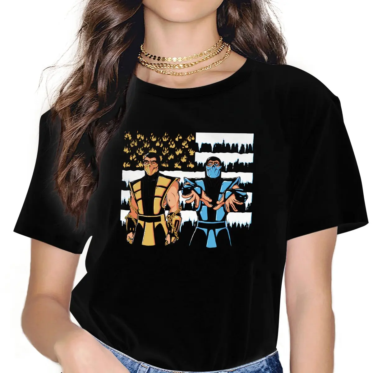 

Черные женские футболки Dragonia Mortal Kombat MK Midway Game Grunge, винтажная Женская одежда, свободная графическая одежда