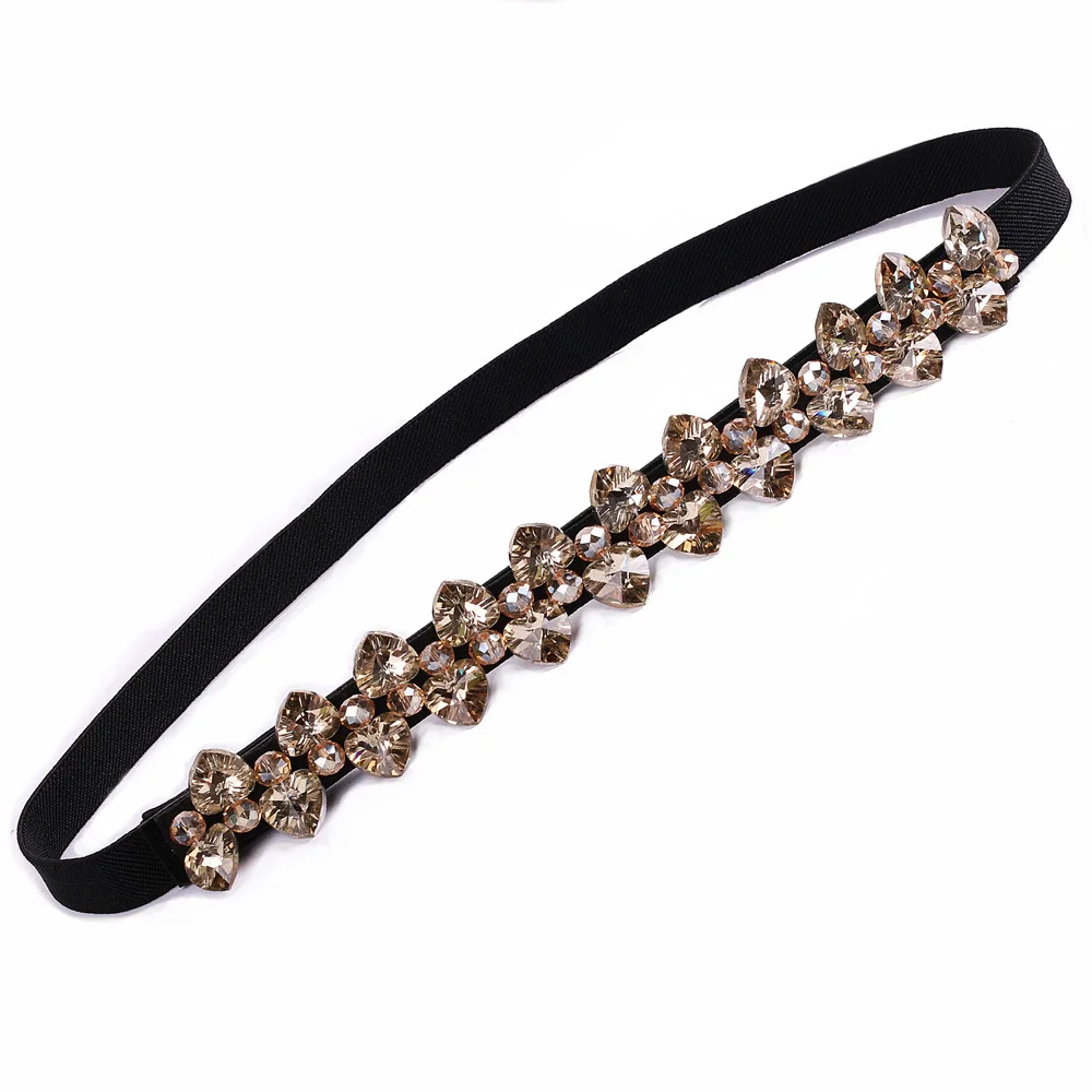 

Fashion Sparkle Rhinestone Inlaid Elastic Belt Simple And Versatile Women's Skirt Waist Accessory Wholesale High Quality 2022