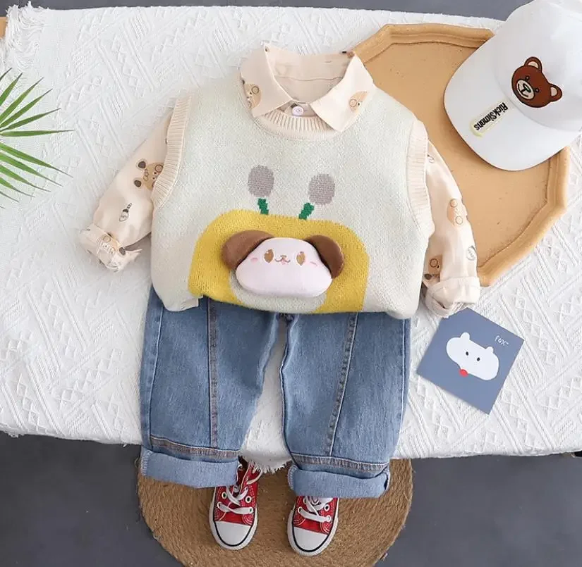 Комплекты свитеров для маленьких мальчиков от 6 до 12 месяцев весенне-осенний