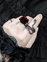 rose ringblack snake ring adjustable ring statement ring punk jewelry friend gifthandmade jewelry