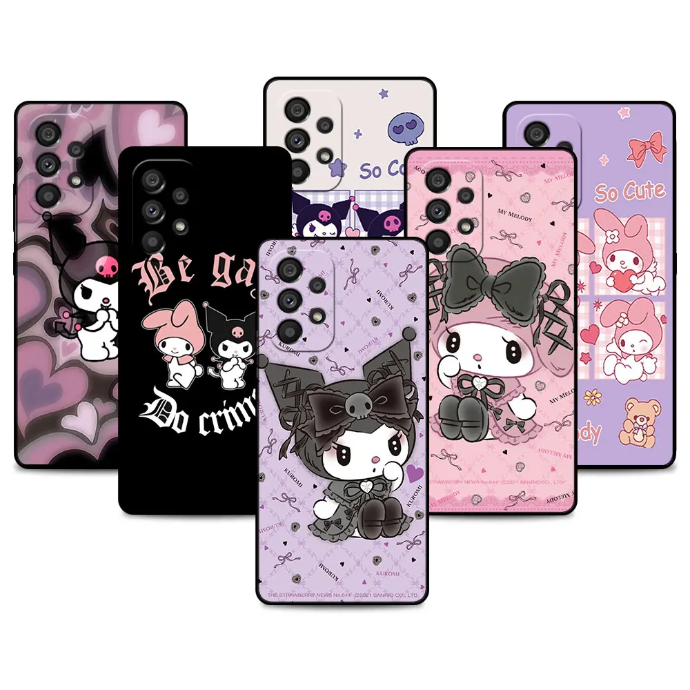 

Cover For Samsung Galaxy A52 A12 A32 A51 A21s A71 A13 A53 A22 A31 A72 A03 A02s A41 Black Phone Shell My Melody Kuromi Cute