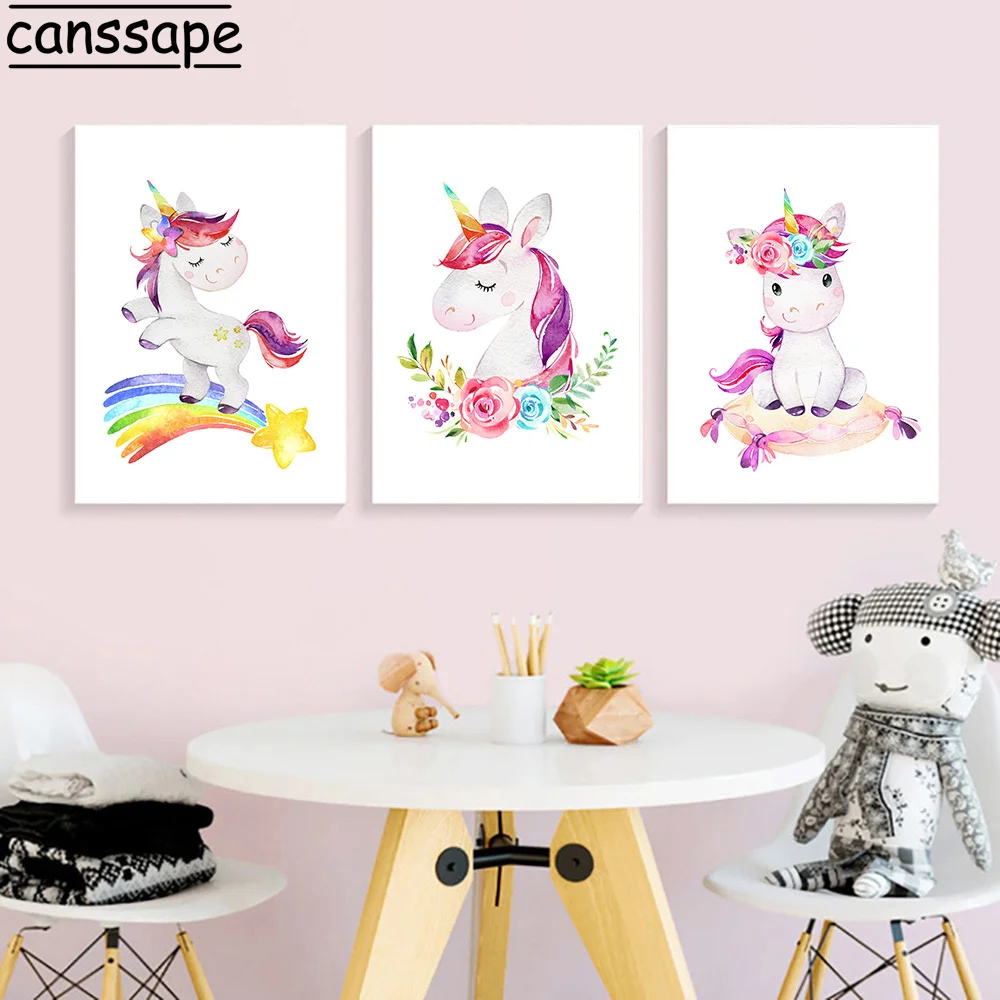 Детская настенная Картина на холсте рандомный Радужный принт звезда плакаты