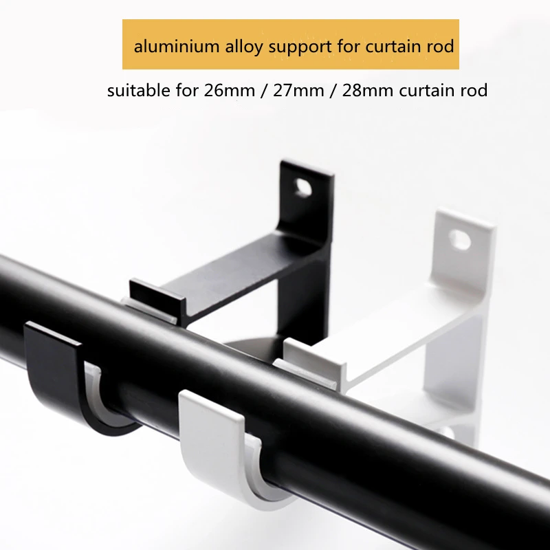 Black and white color aluminium alloy support for curtian rod holder bracket