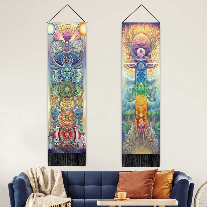 

Nordic Boho Decor Tapestry Wall Hanging Macrame Scroll Paintings Canvas Poster Living Room Bedroom Decor Aesthetic Psychedelic