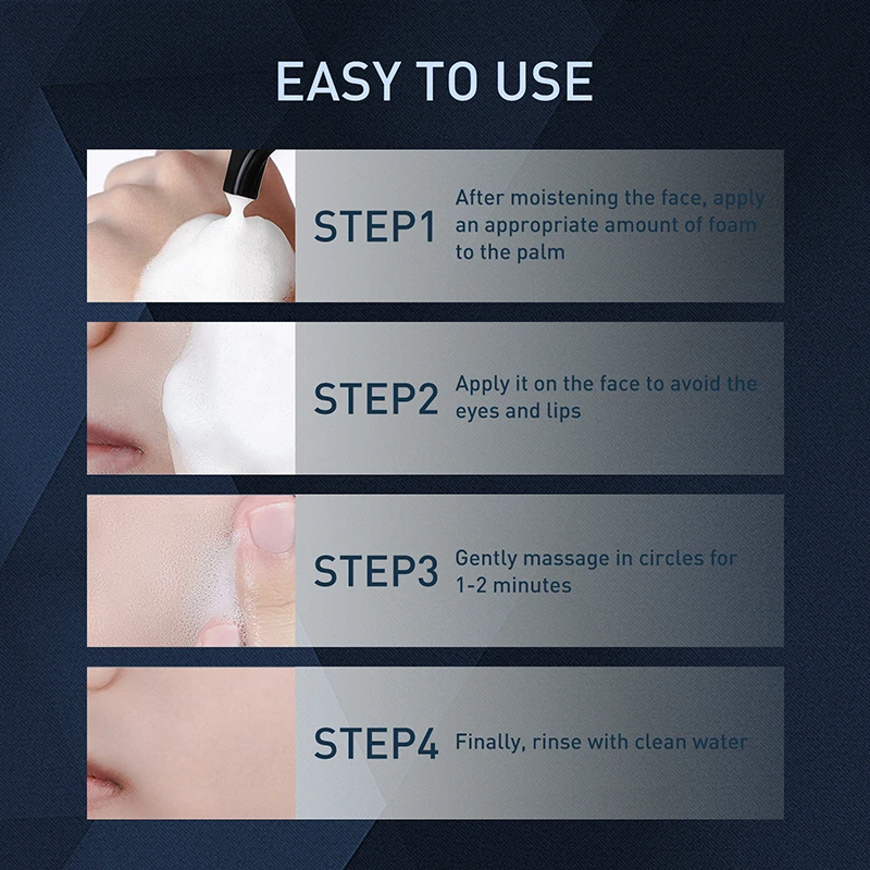 1 Pc 60ml Exfoliating Foam Mousse Deep Cleansing Remove Blackhead Face Cleanser Oil Control for Men Facial Skin Care Beauty images - 6