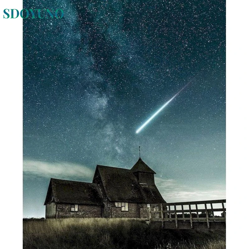 

SDOYUNO Oil Diy Painting By Numbers Sky Shooting Star Pictures Coloring On Canvas Home Decor Acrylic Paint Wall Adults Kits