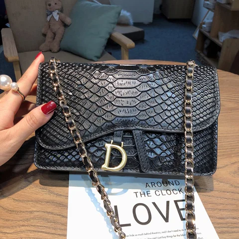 2024, новая маленькая сумка на плечо со змеиным узором, женские сумки из натуральной кожи, кошелек, брендовый дизайн, сумка через плечо из воловьей кожи с цепочками