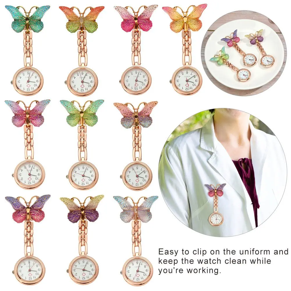 

Lovely Women Doctor Medical Nurse Quartz Clock Pocket Watch Butterfly Shape Nurse Watch
