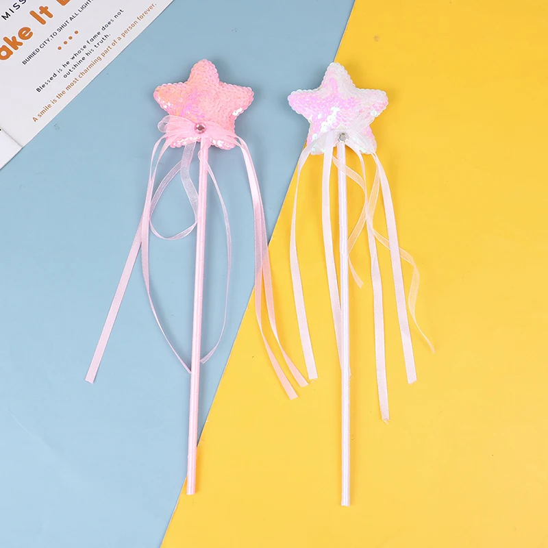 

Cute Dreamlike Five Pointed Star Fairy Wand Kids Stick Girl Birthday Gift Party Halloween Princess Cosplay Props funny