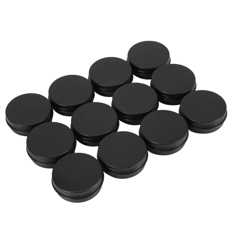 

12Pcs 1Oz Black Aluminum Tin Jars Round Screw Lid Containers Empty Metal Storage Cans For Organizing Cosmetic Small Jewelry Orna