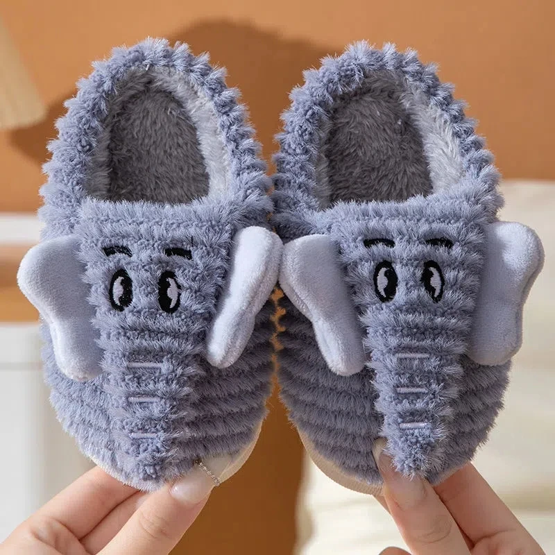 2023 New Winter Keep Warm Men's And Women's Slippers Plush Designer Elephant Slipper Children Parent-Child Indoor Cotton Slipper