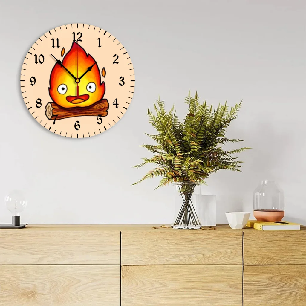 Настенные часы с 3d-эффектом пламени кальцифера современные украшения для дома